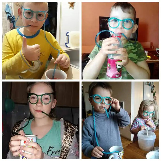 1 Piece Funny Glasses, Soft Plastic Straw Drinking Toys For Parties, Kids