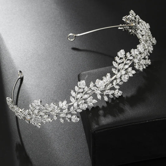Luxury Bridal Tiara Wedding Headband Cubic Zirconia Bride Headband Tiaras And Crowns For Women Party Prom Hair Jewelry Headdr