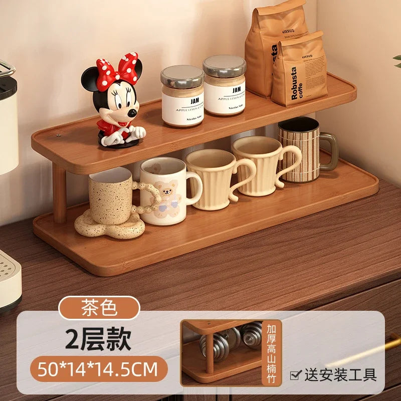 Mid-century Vintage Desktop Coffee Mug Storage Rack Multi-layer Cup Display Organizer Space Saving Kitchen Table Decor Holder
