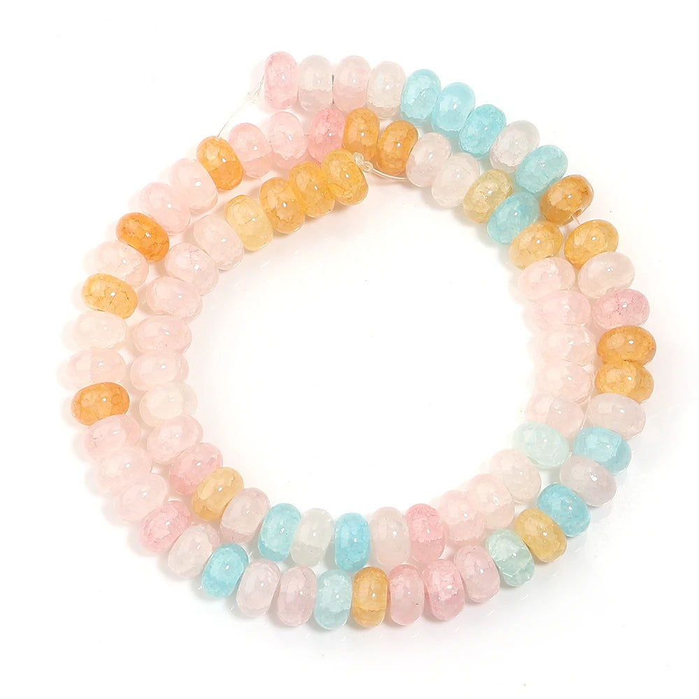 1 String 5x8mm Glass Beads Colorful Abacus Flat Round Loose Beads For Jwelry Making DIY Crafts Bracelets Necklace Accessories