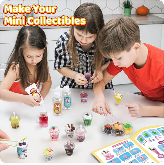Miniature Drink Marker Kit, Miniature Food Toys, Kitchen Pretend Food DIY Crafts Kits for Kids Ages 8-12, Girls Gift for
