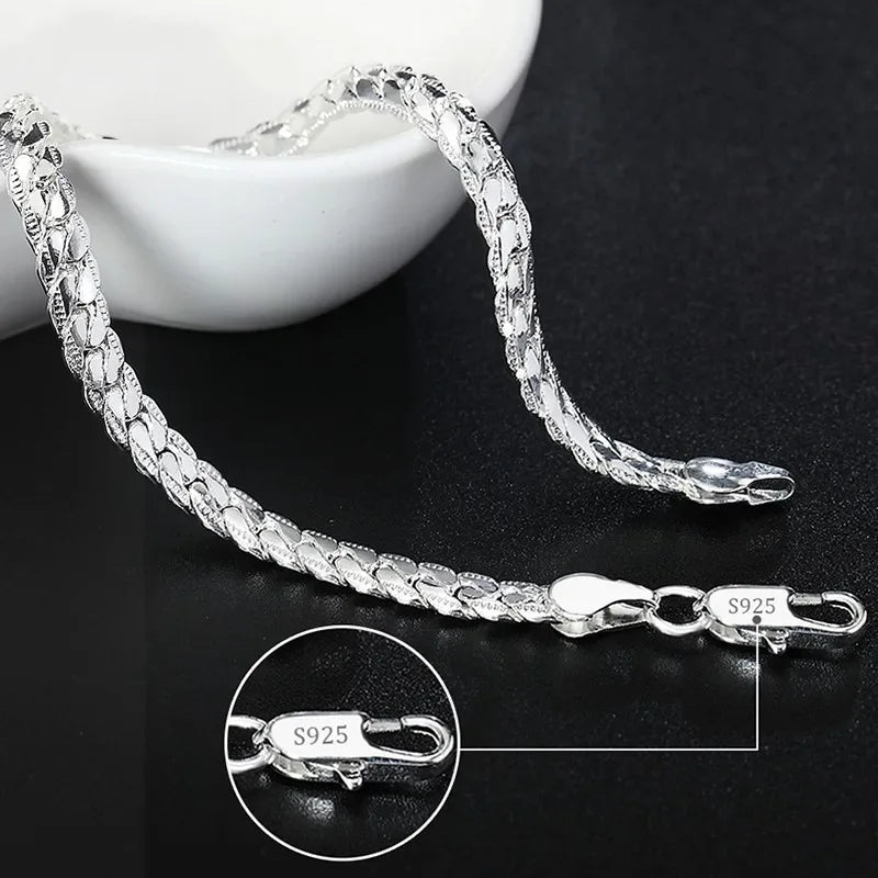 Fine Noble 925 Sterling Silver Solid Chain Bracelet For Women Men Charm Party Gift Wedding party Fashion Jewelry - H199