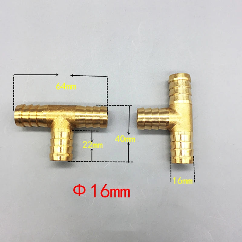 T Way T-Shape Brass Barb Pipe Hose Fitting 3 Way Connector for 4mm 5mm 6mm 8mm 10mm 19mm Hose Copper Pagoda Water Tube Fittin