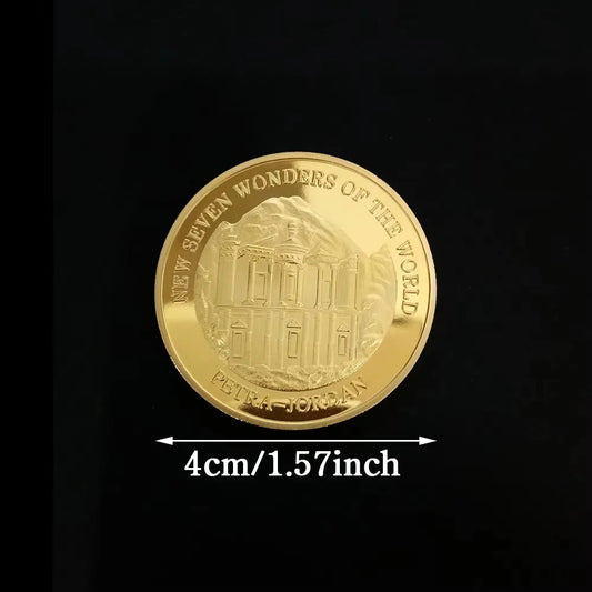 Seven Wonders of The World Coin Collection Gold-plated Commemorative Badge Travel Collection Coin