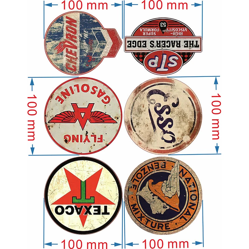 Decoration Stickers Exterior Parts Custom Decals Auto 6x Vintage OIL STP Retro Racing Hotrod USA V8 Car Tuning 10*10cm