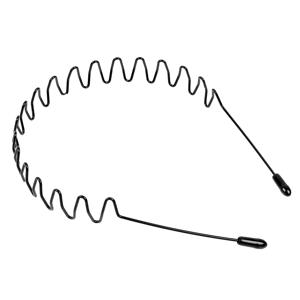 6/1pcs Fashion Metal Hair Band for Men Women Unisex Black Waved Hair Head Hoop Sports Headband Hairband Hair Accessories - St