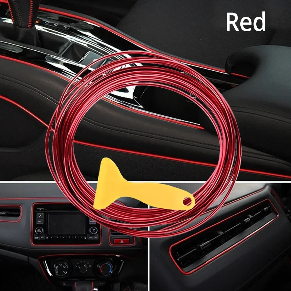1X Car Moulding Decoration Flexible Strips 5M Interior Auto Mouldings Car Cover Trim Dashboard Door Edgein Car-styling Univer