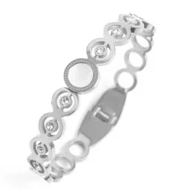 Fashion Simple Stainless Steel 3 Crystal Bracelet Bangle - B19 Silver