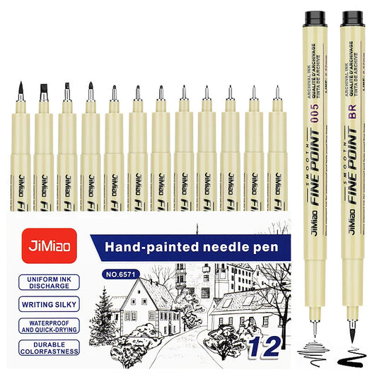Professional 6/12pc Manga Art Marker Set Fine Line Sketch Pens for Drawing Illustration & Calligraphy Artist School Supplies