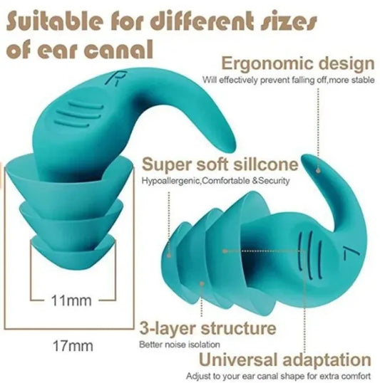 1 Pair Antinoise Earplugs Sound Insulation Ear Protection Earplugs Sleeping Swimming Travel Noise Reduction Waterproof Earplu