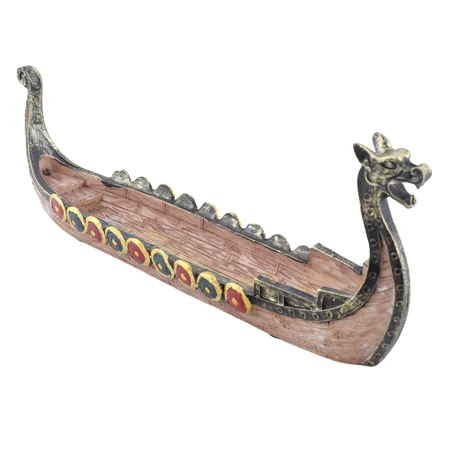 Vintage Viking Ship Resin Sculpture Craft, Exquisite Home Decor Ornament, Resin Viking Ship Aroma Diffuser - black