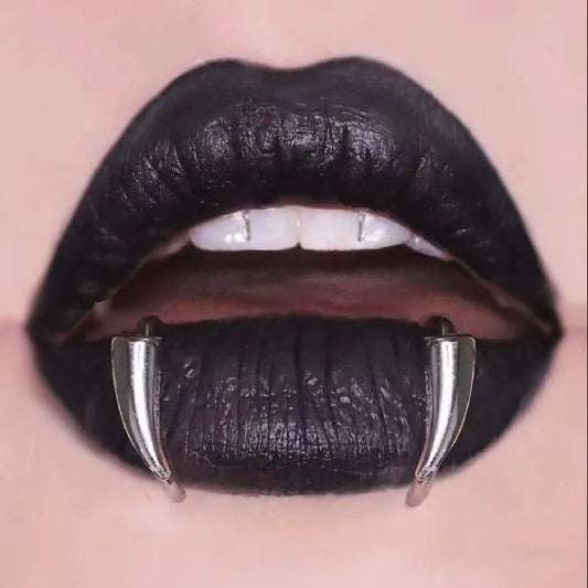 1pair Stainless Steel Personalised Sharp Teeth Fake Piercing Lip Ring Punk Exaggerated Jewelry for Women Gothic Body Jewelry