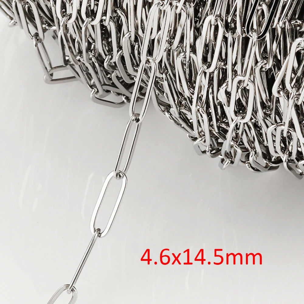 No Fade 2Meters Stainless Steel Chains for Jewelry Making DIY Necklace Bracelet Accessories Gold Chain Lips Beads Beaded Chai