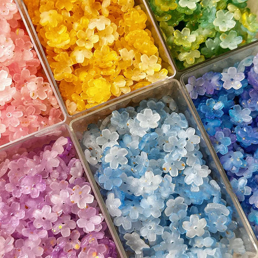 100Pcs/lot 10mm Colorful Flower Acrylic Spacer Beads For Jewelry Making DIY Bracelet Necklace Accessories