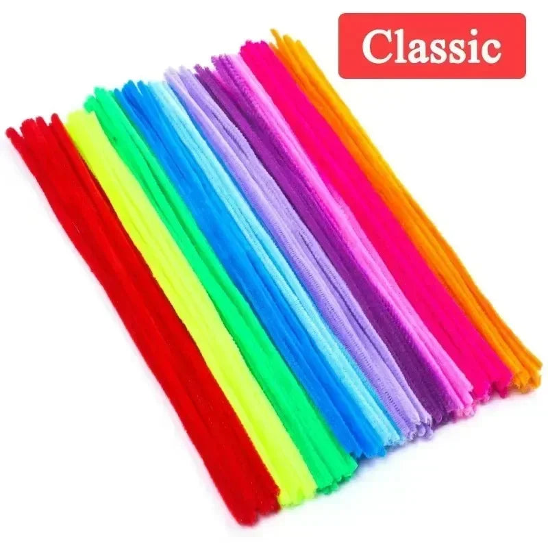 Wholesale Colorful Chenille Stems Pipe Cleaners Plush Tinsel Stem Wired Sticks Twist Stick Hair Strip DIY Craft Educational T