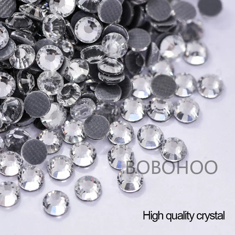 Bobohoo DMC SS6-SS30 Crystal Stones HotFix Rhinestone Glitter Crystal Strass Iron On Rhinestones For Garment Clothing Dress