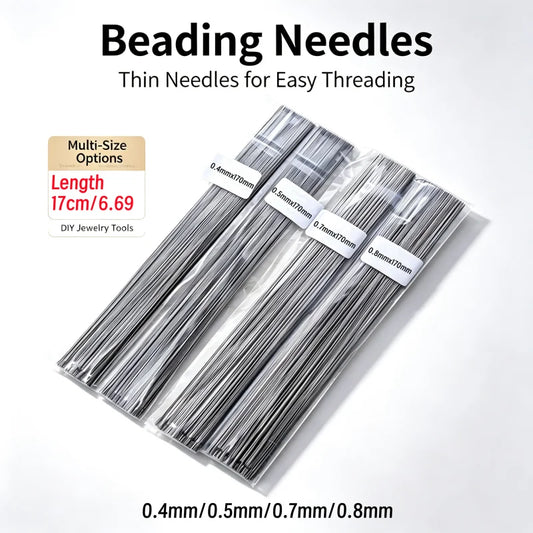 2pcs Beaded Needles With Steel Needles, Long And Thin Beaded Leads, Side Threaded Hooks And Beads For DIY Handmade Jewelry
