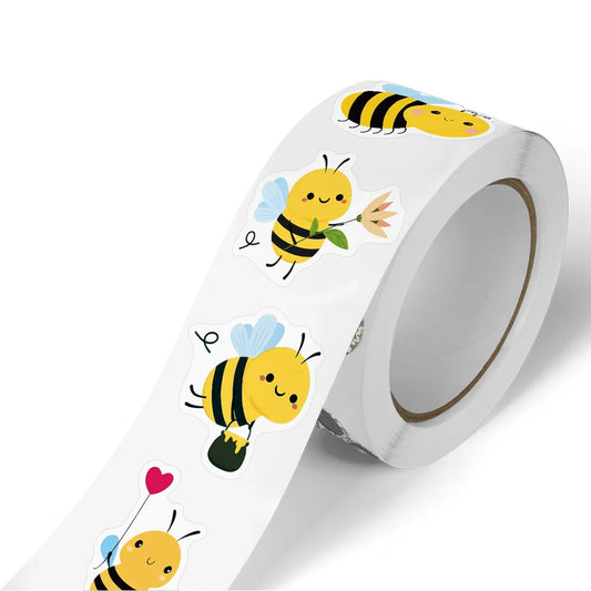500 Pcs/roll Bee Stickers Teacher Reward Stickers Cute Animal Stickers School Supplies Incentives Roll Sticker Adhesive Label