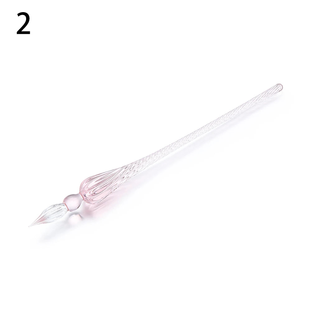 1PC Vintage Glass Dip Dipping Pen Handmade Art Painting Supplies Filling Ink Signature Calligraphy Fountain Pen - 2