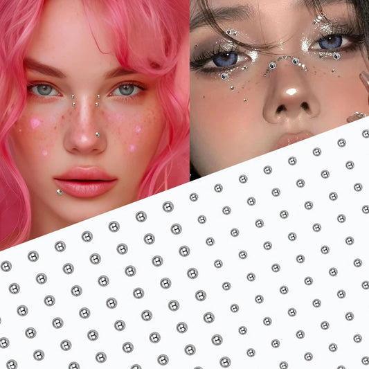 Silvery Fake Lip Eyebrow Ear Stickers Non Piercied Earring Studs Teens Hip hop Fake Nose Nails Ring Body Belly Button Jewelry
