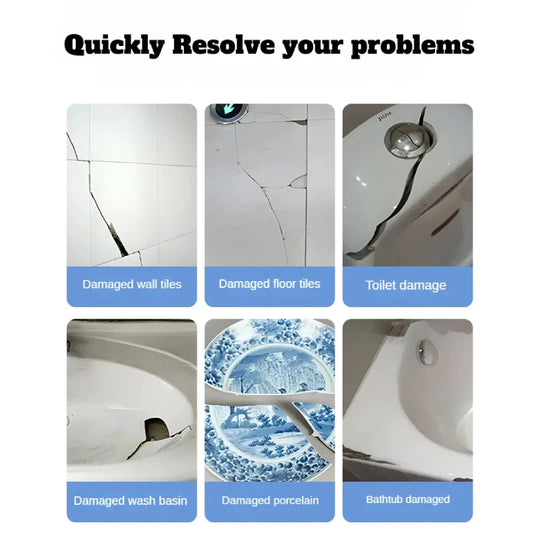Tile Ceramic Repair Agent Kit for Floor Toilet Sink Tub Crack Chip Gap Filler. Waterproof, Mildew Resistant, Wearproof Easy U