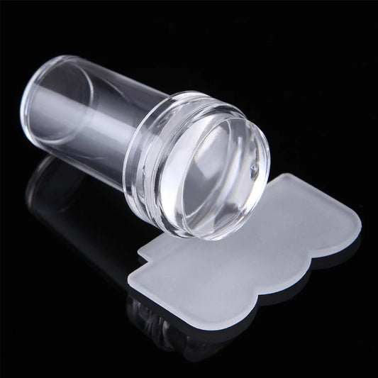 1pc Transparent Silicone Nail Art Stamping Kit French Design For Manicure Plate Stamp Polish Seal Two Side Stamper Scraper To