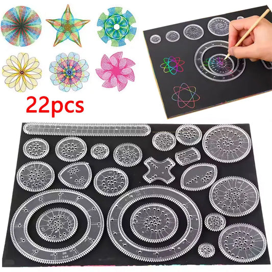 Creative Gears Geometry Spirograph Drawing Stencils Set Painting Template Art Crafts Kids Educational Toy Variety of Flowers