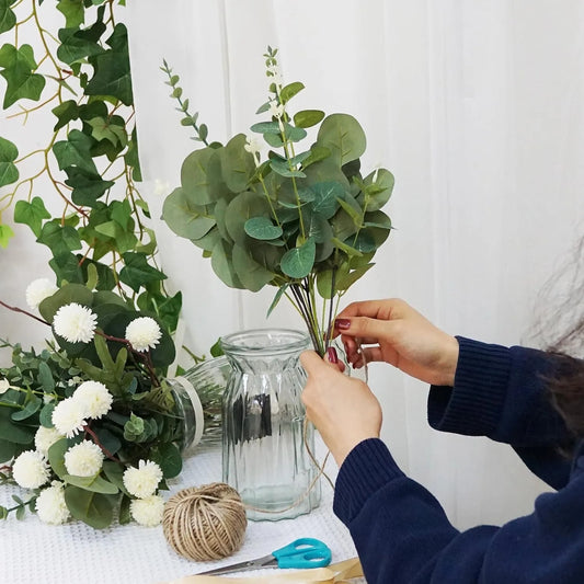 5/10/20Pcs Eucalyptus Leaves Bulk Faux Plant Stems Bundle Fake Leaves for Home Vase Decor Wedding Bouquet Arrangement Decorat