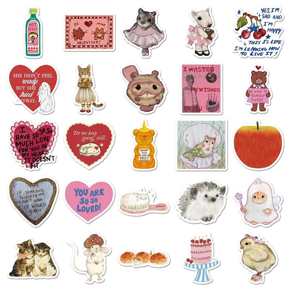 10/30/50pcs Vintage Cute Animal Pattern Stickers Funny Cartoon Creative Sticker Laptop Luggage Phone Graffiti Decals Decorati