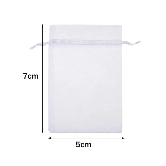 50pcs White Sheer Organza Bag Jewelry Gift Party Favor Bags with Drawstring for Wedding Christmas Small Jewelry Storage