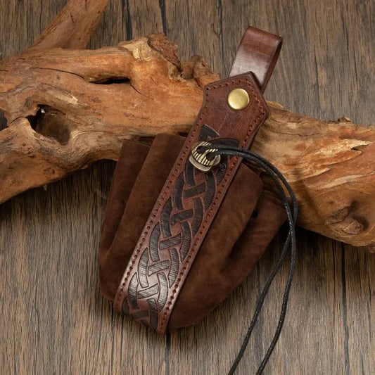 Vintage Waist Bag Belt Pouch Men's Pu Leather Punk Viking Medieval Coin Purse Viking Style Medieval Vintage Portable Coin Pur