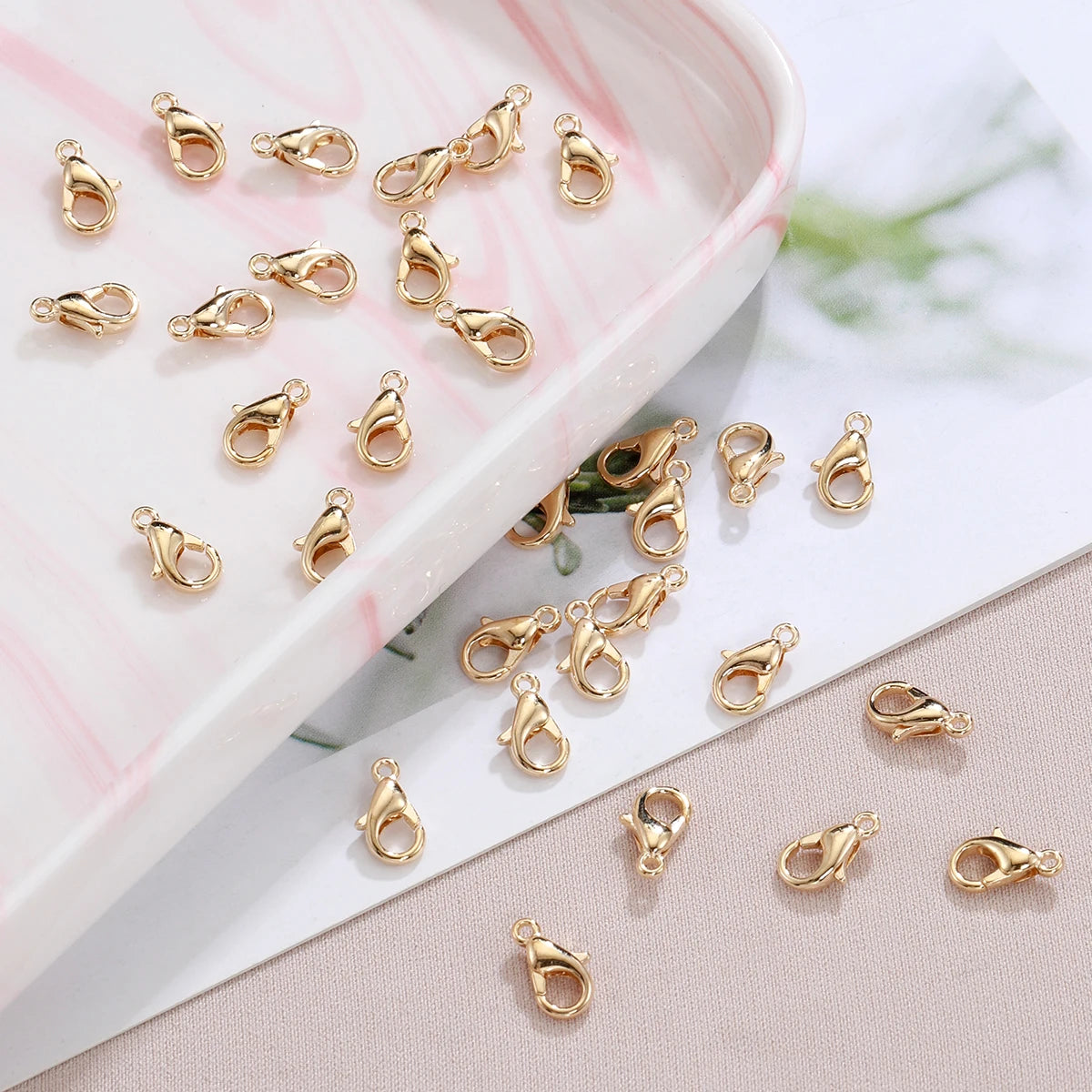 100pcs 10/12mm Alloy Lobster Clasps for DIY Handmade Chain Necklace Bracelets Pendants Jewelry Making Accessories - KC Gold C