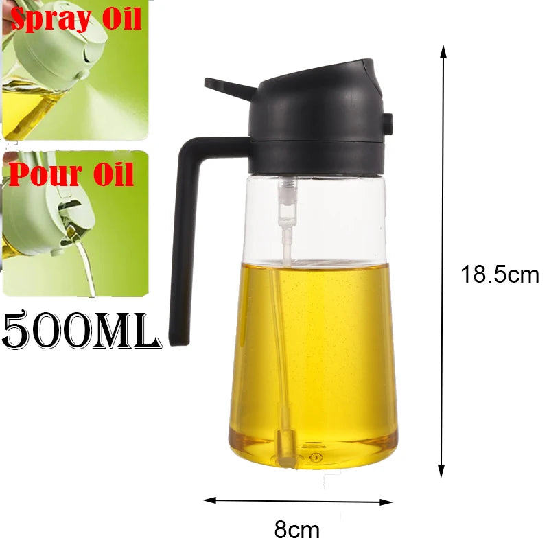 2in1 500ml Plastic Kitchen Oil Sprayer Spray Oil Olive Spray Bottle for Oil Dispenser BBQ Baking Roasting Picnic Kitchen Tool