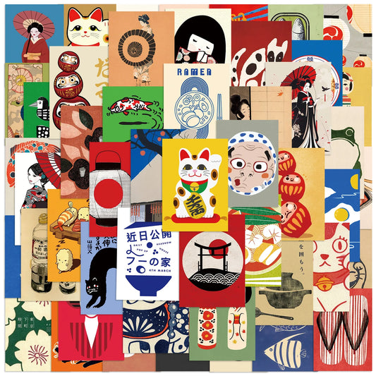 50pcs Cartoon Japanese Style Poster Stickers Refrigerator Phone Case Skateboard Computer Laptop Waterproof Decorative Sticker