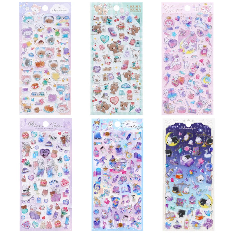 3 pcs Random Cute Candy Color Animals Flash Decor Stickers Scrapbooking Diy Journaling Cute Stationery Diary Sticker Gift Pri