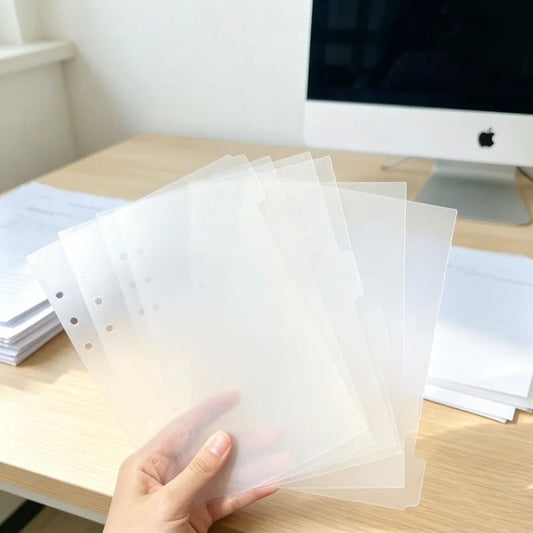 Notebook Transparent PP Matte 6-Hole Divider Pages A5 A6 A7 Planner PP Matte Insert Pages Loose-Leaf Office Stationery