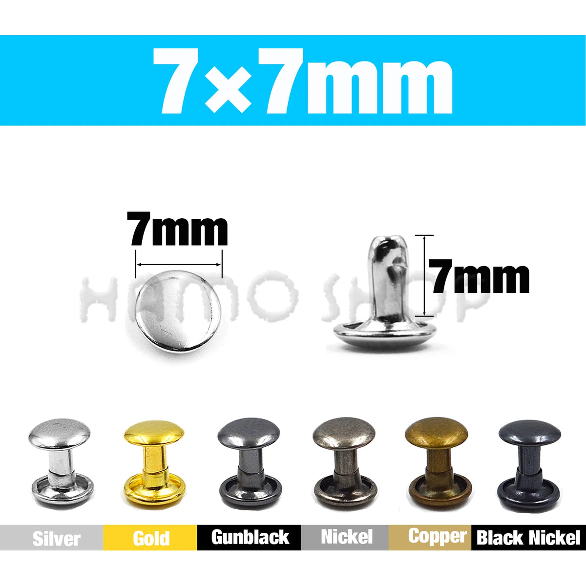 100Sets 5-15mm Metal Double Cap Rivets Stud Round Nail Rivet For Leathercraft Accessories Repair Shoes Bag Belt Clothing Garm