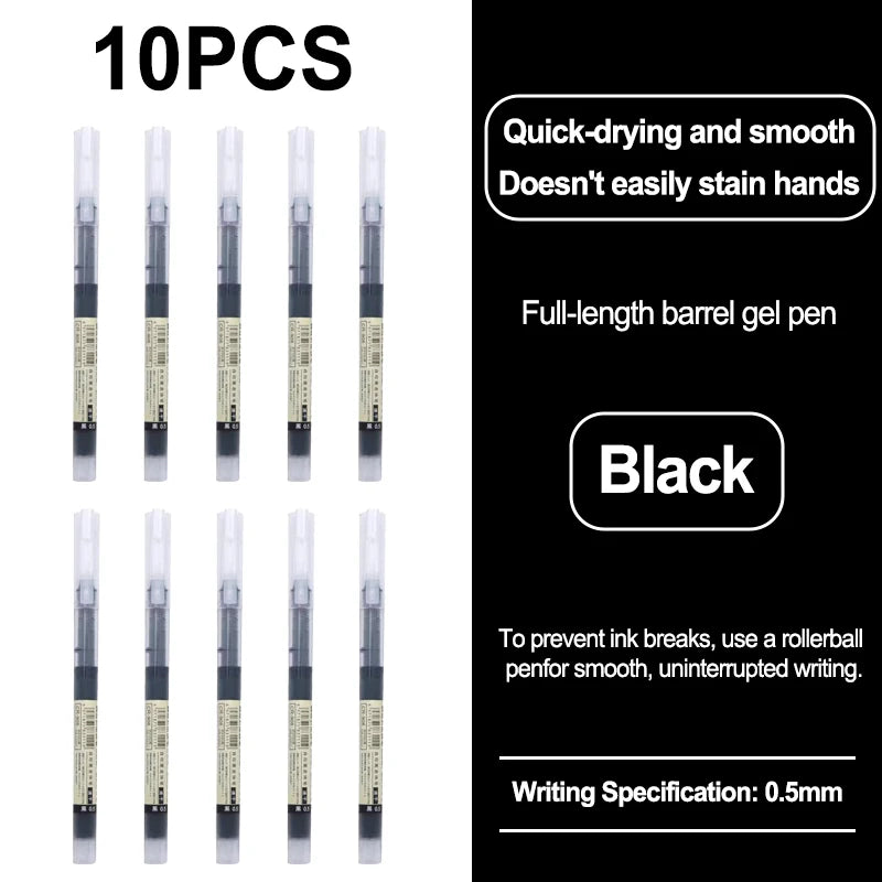 0.5mm Quick Drying Fine Point Liquid Ink Pens Smooth Writing Comfortable Grip Non-Smudge for Office School Supplies - 10pcs b