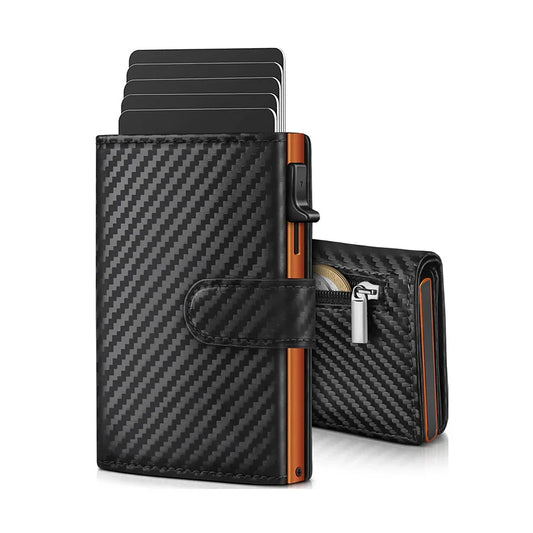 Pop Up Wallet with Coin Compartment RFID Protection Credit Card Holder Wallet for Men