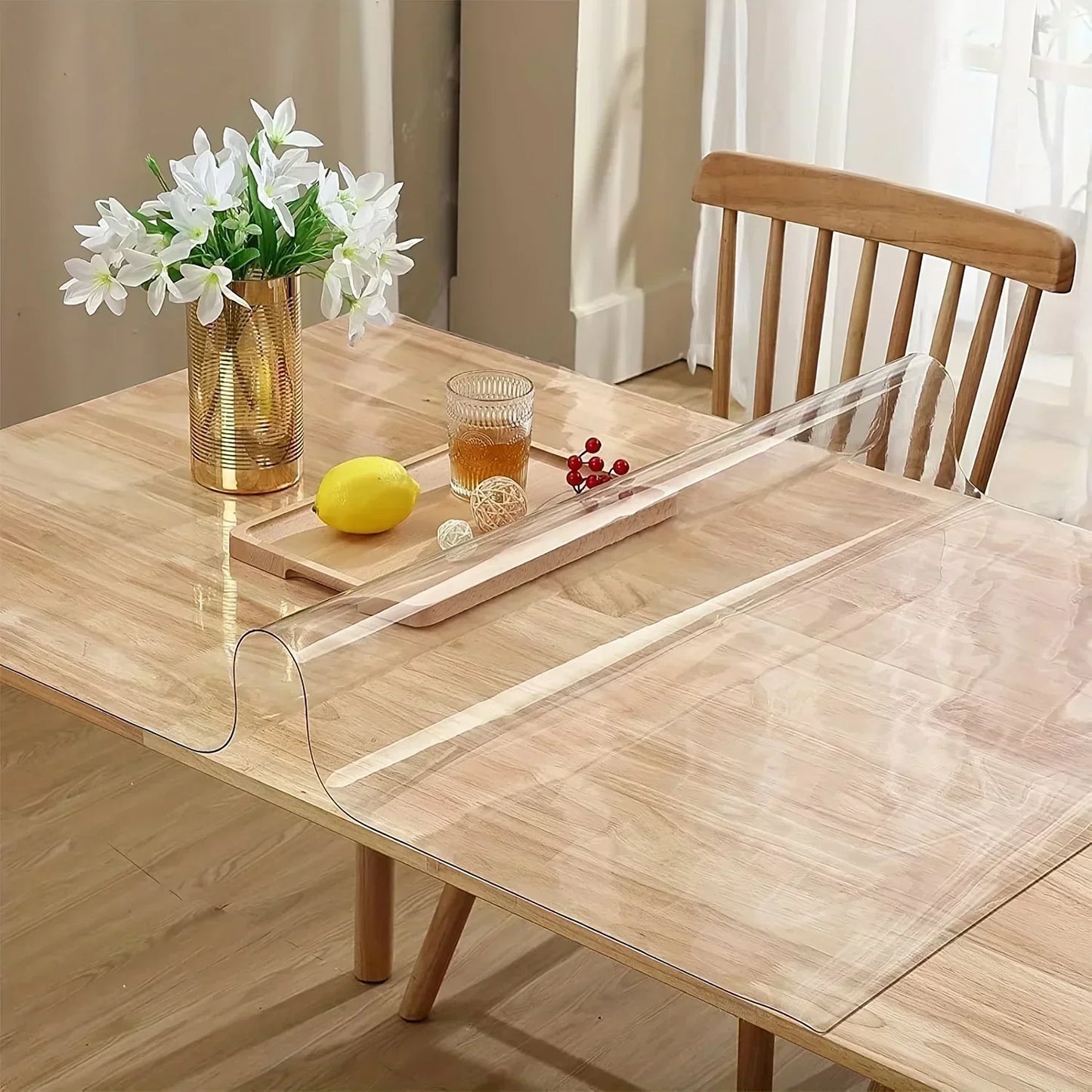 1.5mm Clear Desk Mat Waterproof Plastic Table Cover Protector Crystal Vinyl Tablecloth Clear Desk Pad Protector Easy to Clear