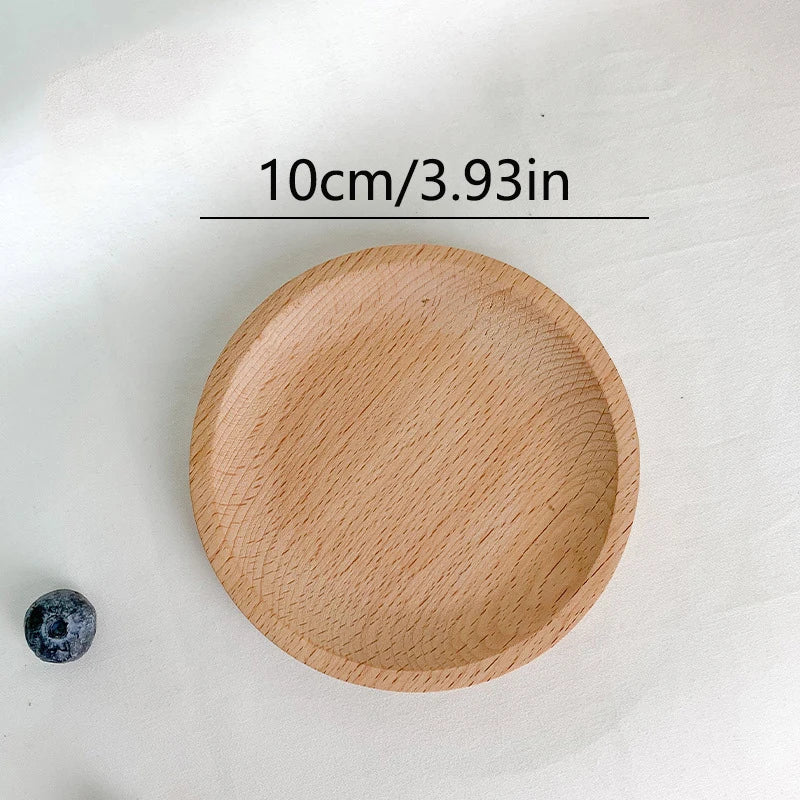 Wheat Stalk Tray Tableware Round Dessert Plate Japanese-Style Durable Heat Resistant Tray Coffee Tea Solid Wood Plate Tray -