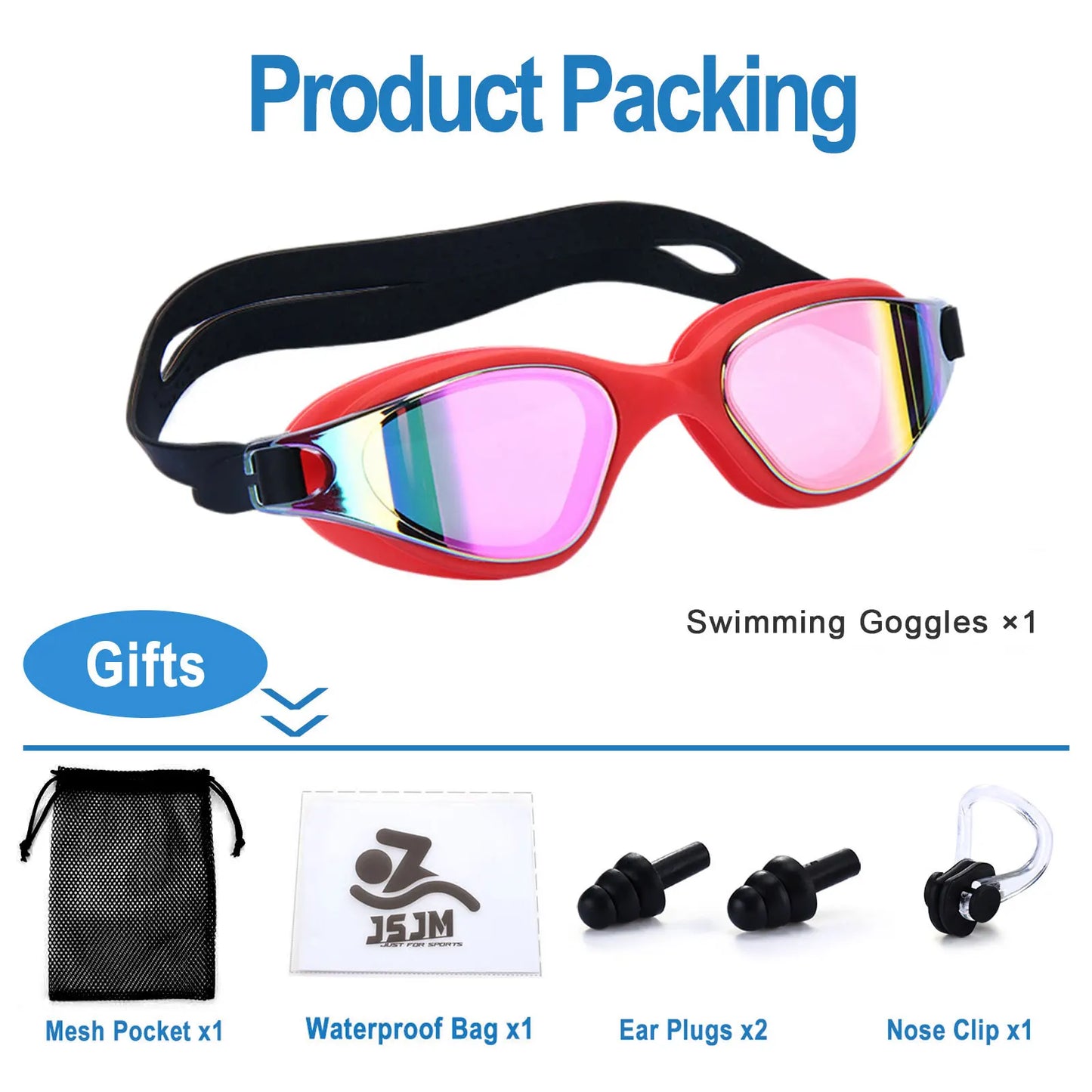 Unisex Adult Swimming Goggles – Anti-Fog Swim Glasses for Men & Women – Adjustable Silicone Waterproof Professional Swim Eyew