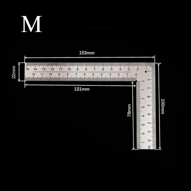 Cute School Supplies Metal Ruler Small Frame Ruler Measuring Layout Tool Stainless Steel Square Square Square Square - 1pc-M