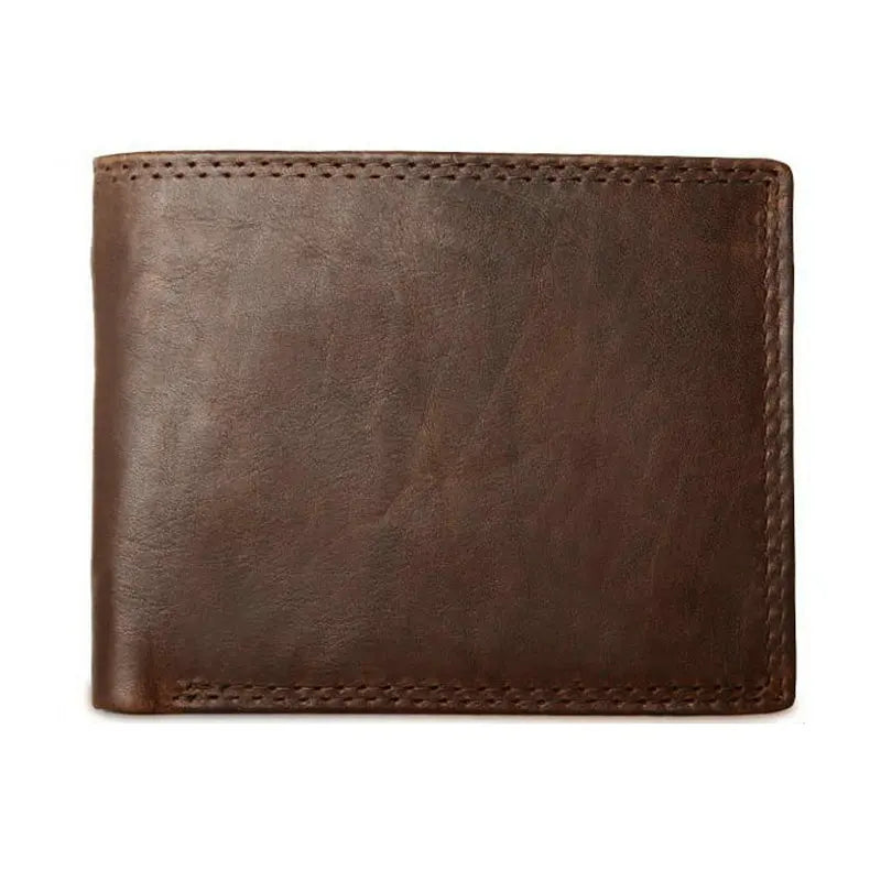 GENODERN Cow Leather Men Wallets with Coin Pocket Vintage Male Purse RFID Blocking Genuine Leather Men Wallet with Card Holde
