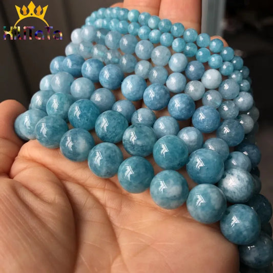 Natural Stone Dark Blue Chalcedony Jades Beads Round Loose Spacer Beads For Jewelry Making 4/6/8/10/12mm DIY Handmade Bracele