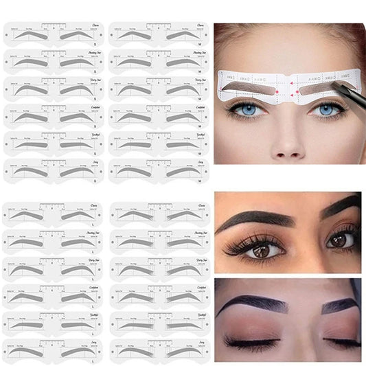 Reusable Eyebrow Stencil Set Soft Ruler Brow Definer Eye Brow Drawing Guide Styling Shaping Grooming Template Card Makeup Too