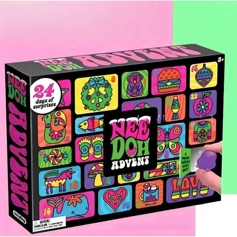Advent Calendar Squeeze Fidget Toy, Mini Pop-Up Surprise Box, Sensory Stress Relief & Anxiety Fidget, Cute Small Gift - Black