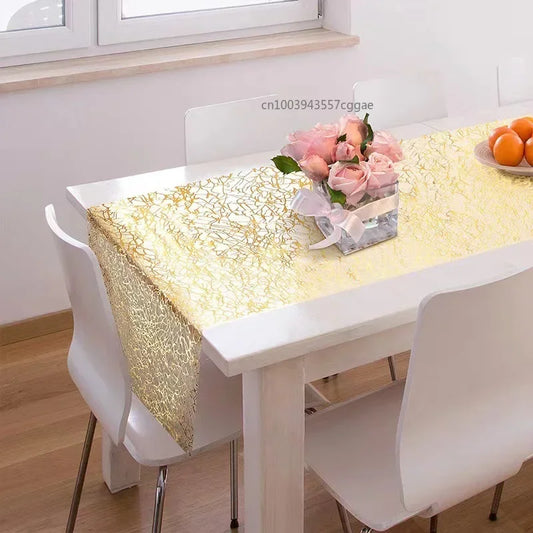 Glitter Metallic Table Runner,Polyester Gold/Rose Gold Table Runner Roll Dining Table Decor for Party Birthday Wedding