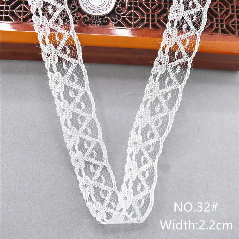 Best Selling 10yards 38kinds Color White Lace Ribbon Woven Band French African Lace Wedding Fabric DIY Clothing/gift Wrapping