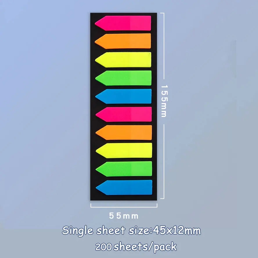 JCD 100 200 Sheets Sticky Notes Memo Pad Notes Index Transparent Post Stickers Bookmarks Notepad School Office Supplies - F